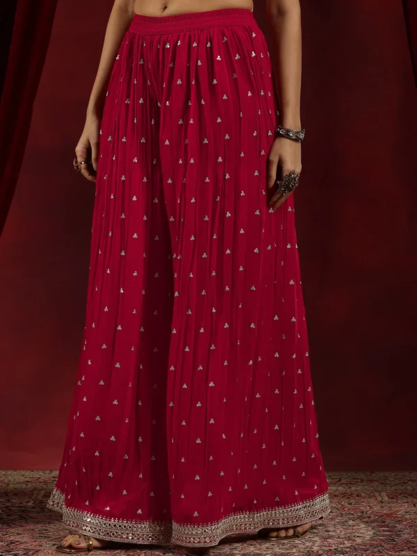 Surkh Libas Art Red Embroidered Georgette Straight Suit With Dupatta - Image 3